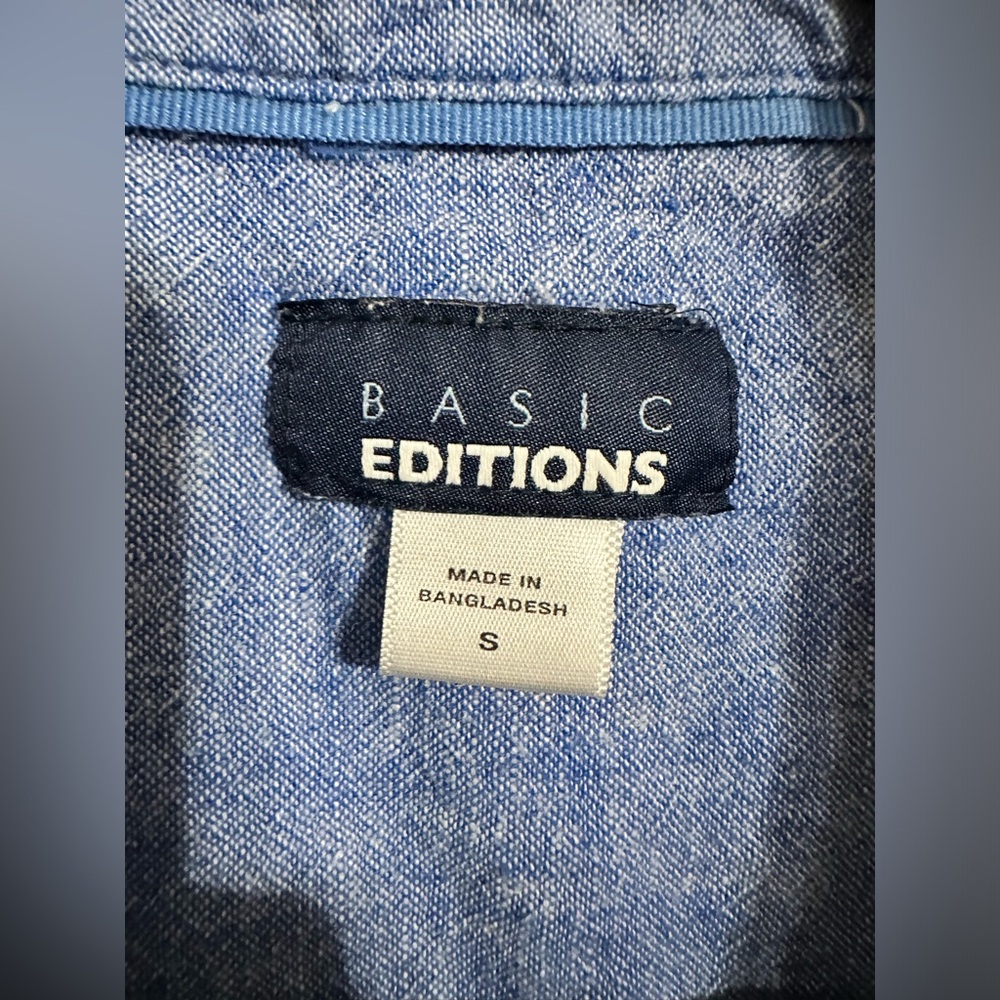 Basic Editions Sleeveless Collared Blue Linen Ble… - image 4